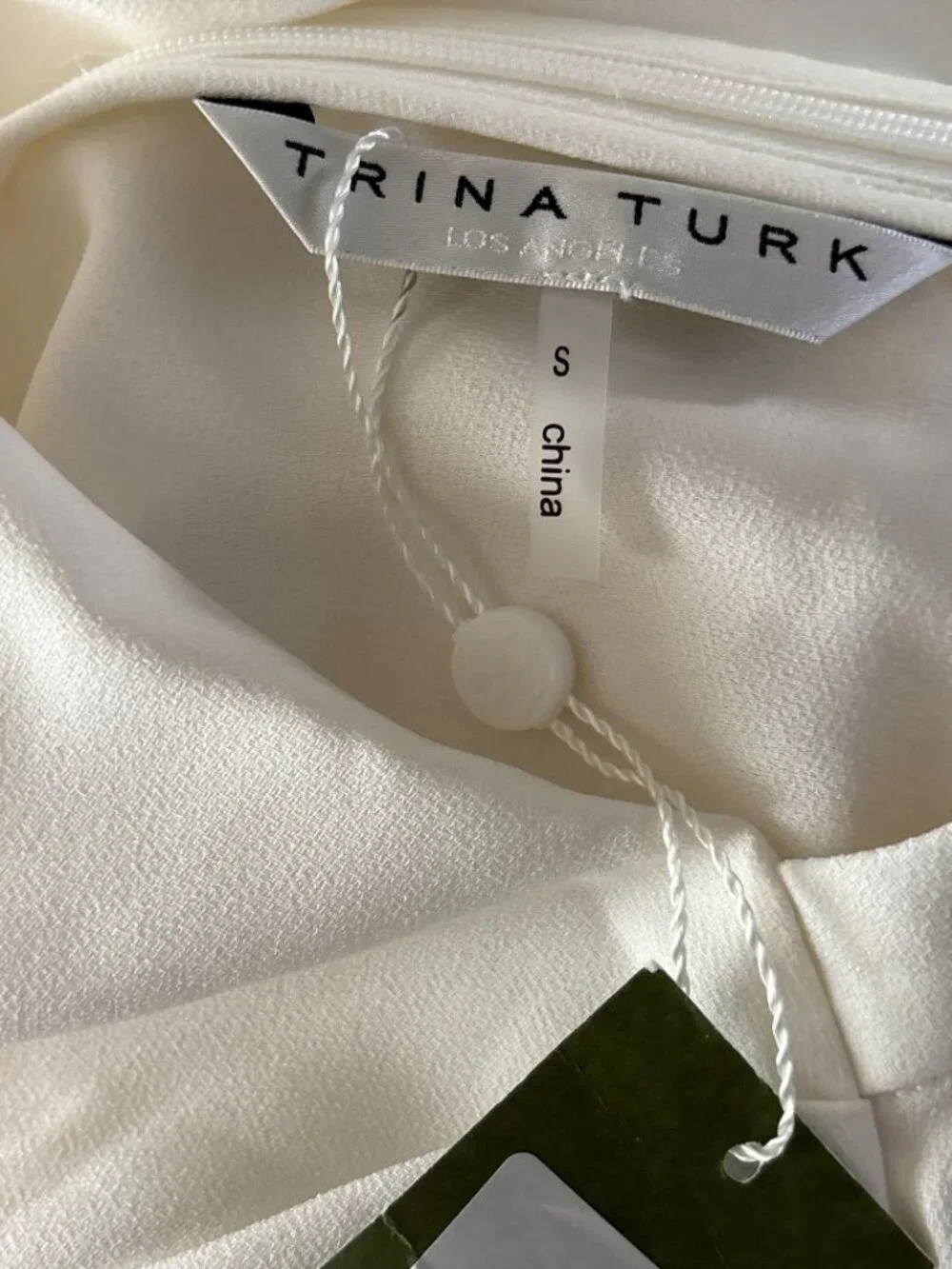 NWT Trina Turk White Draped Twist Front Blouse Short Sleeve Top Size S